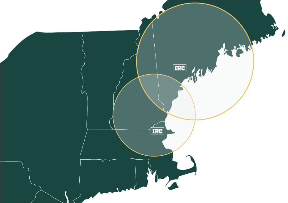 IRC service areas in Maine, New Hampshire, and Massachusetts